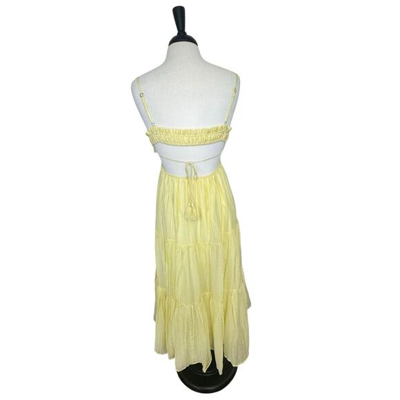 Yellow Spaghetti Strap Sleeveless Bustier A-line Maxi Sundress Open Back Sz M - Picture 7 of 10